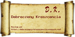 Debreczeny Kreszcencia névjegykártya